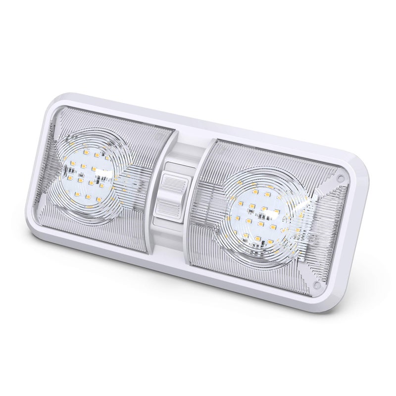 Leisure LED 4 Pack RV LED Ceiling Double Dome Light Fixture with ON/OFF Switch Interior Lighting for Car/RV/Trailer/Camper/Boat DC 12V Natural White 4000-4500K 48X2835SMD - Image 3